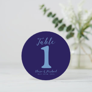 Simple Coastal Blue Wedding Table Number