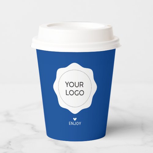 Simple Cobalt Blue Business Logo Custom Paper Cups