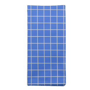 Simple Cobalt Blue Grid Lines Graph Pattern Cloth Napkin