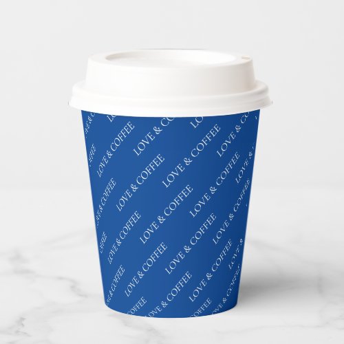 Simple Cobalt Blue Minimal Custom Text Pattern Paper Cups