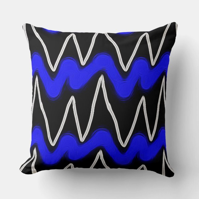 Simple Cobalt & White Zig Zags Chevron Pattern  Throw Pillow (Front)