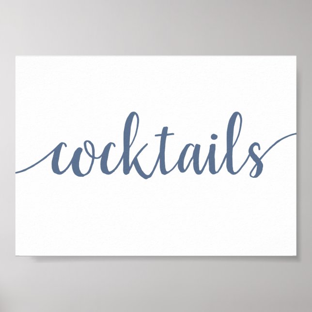 Simple Cocktails | Dusty Blue Any Event Bar Sign (Front)