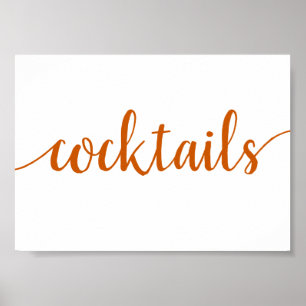 Simple Cocktails Fall Orange Any Event Bar Sign