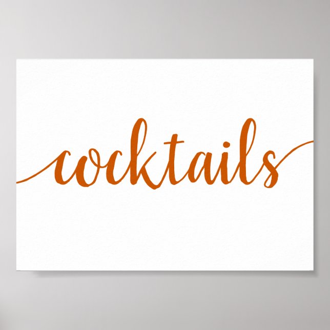 Simple Cocktails | Fall Orange Any Event Bar Sign (Front)