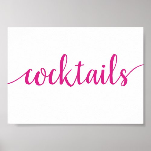 Simple Cocktails  Hot Pink Any Event Bar Sign