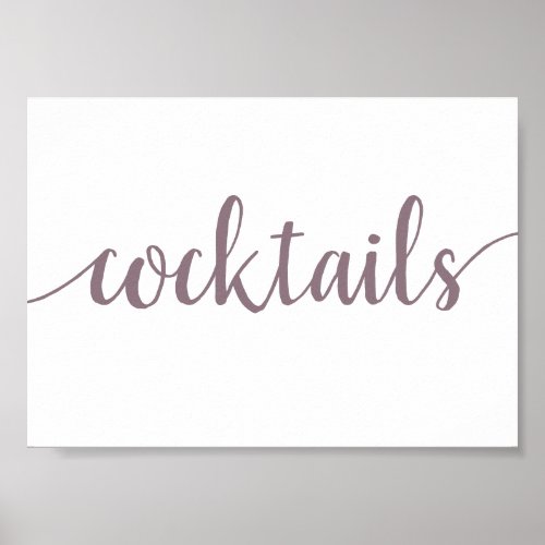 Simple Cocktails  Mauve Pink Any Event Bar Sign