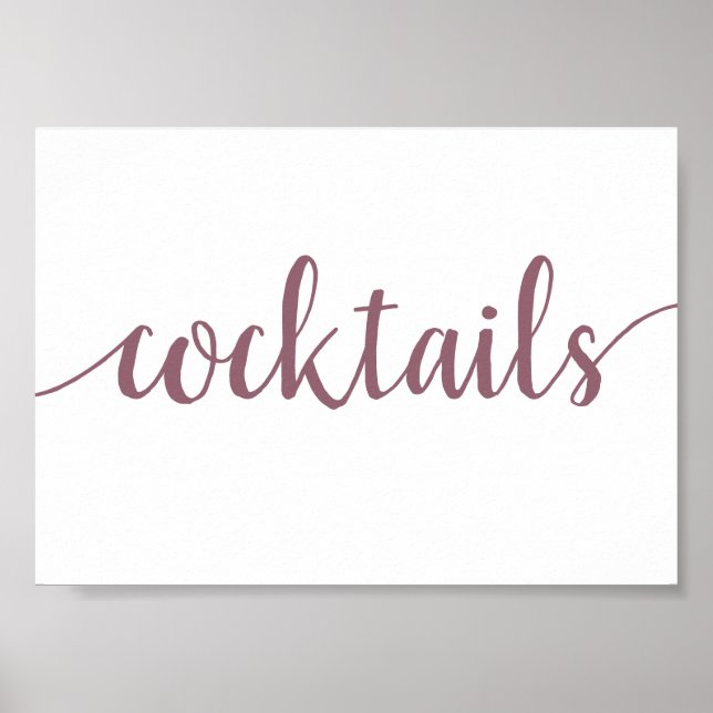 Simple Cocktails | Mauve Pink Any Event Bar Sign (Front)