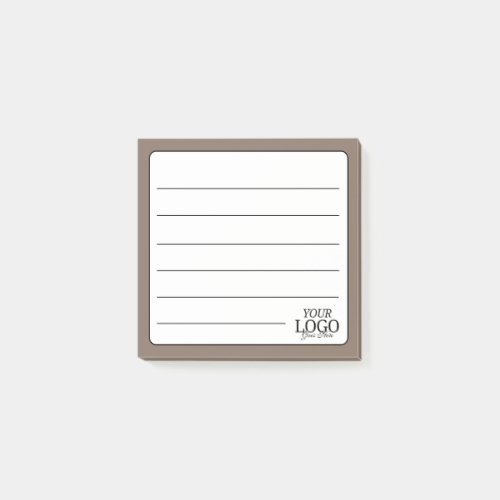 Simple Coffee Brown Lined Logo Post-it Notes