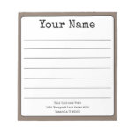 Simple Coffee Brown Retro Add Your Name Lined  Notepad