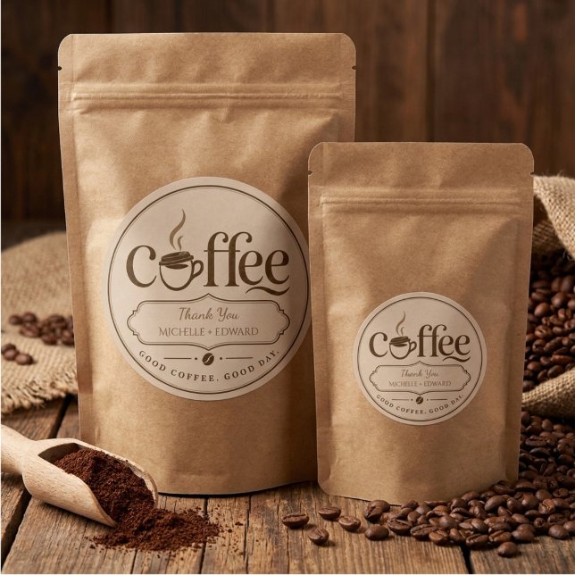 Simple Coffee labels rustic brown beans (Creator Uploaded)