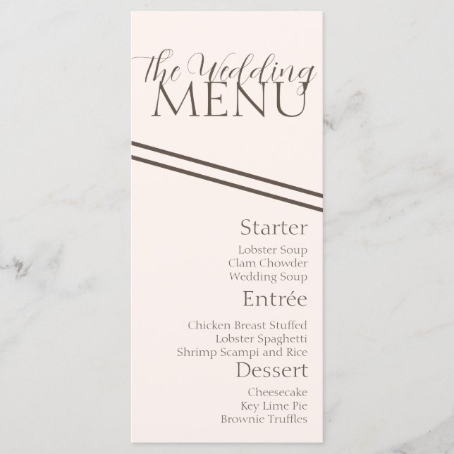 Simple Coffee Tan Wedding Menu (Front)