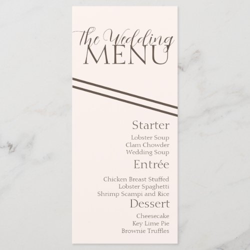 Simple Coffee Tan Wedding Menu