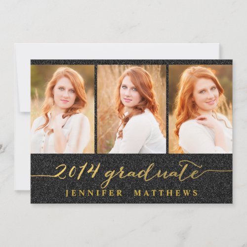 Simple Collage Glitter Graduation Party Invitation