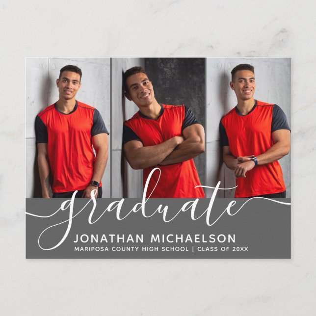 Simple Collage Photo Graduation Announcement Postcard (Front)