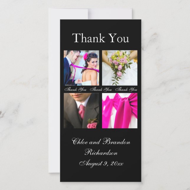 Simple Collage Thank You Photo Card (black) (Front)