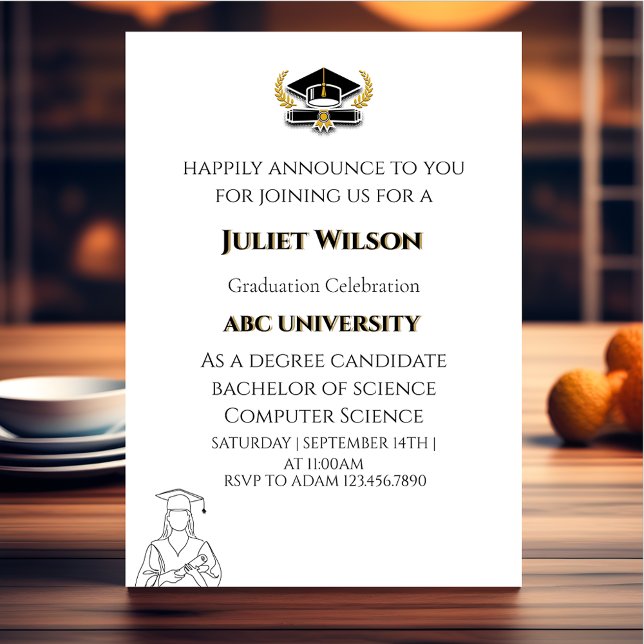 simple college graduation stylish commencement invitation (Creator Uploaded)