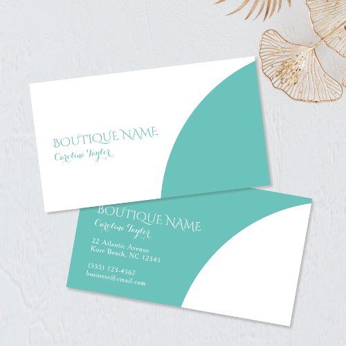 Simple Color Block Boutique Teal Business Card