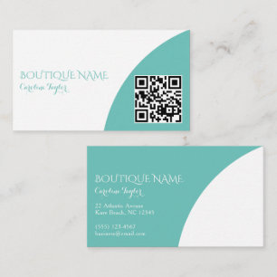 Simple Color Block Boutique Teal with QR Code Enclosure Card