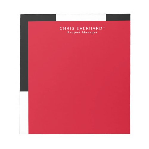 Simple Color Block Red Black and White with Name Notepad