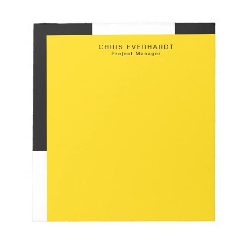Simple Color Block Yello Black and White with Name Notepad