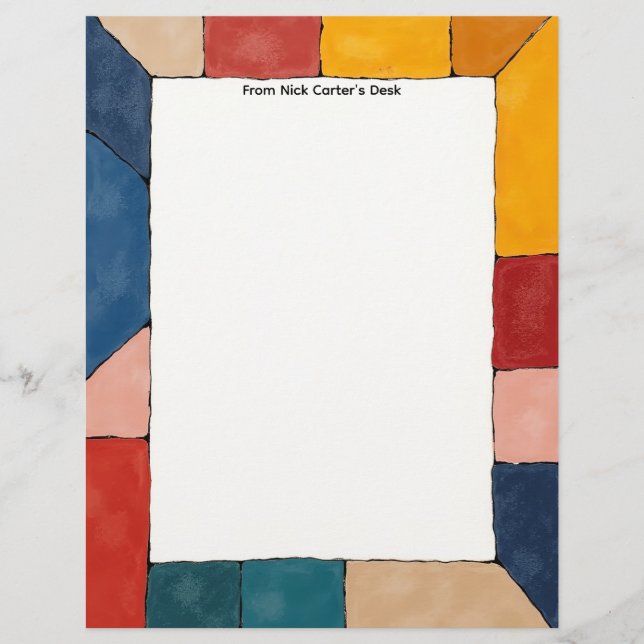 Simple Color Blocks Stationery Paper (Front)