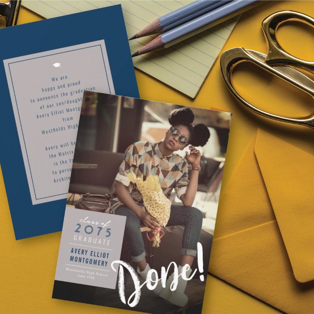 Simple Color Box Minimalist Photo Graduation Announcement (Creator Uploaded)