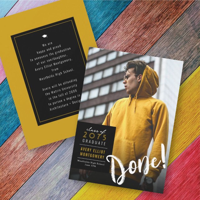 Simple Color Box Minimalist Photo Graduation Announcement (Creator Uploaded)