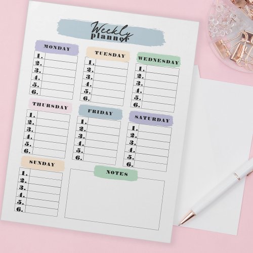 Simple Color Changeable Brushstroke Weekly Planner Notepad