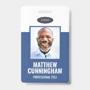 Simple Color Custom Logo Employee Name Barcode Badge