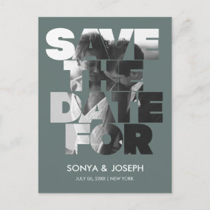 Simple Color Elegant Text and Photo Save The Date Postcard