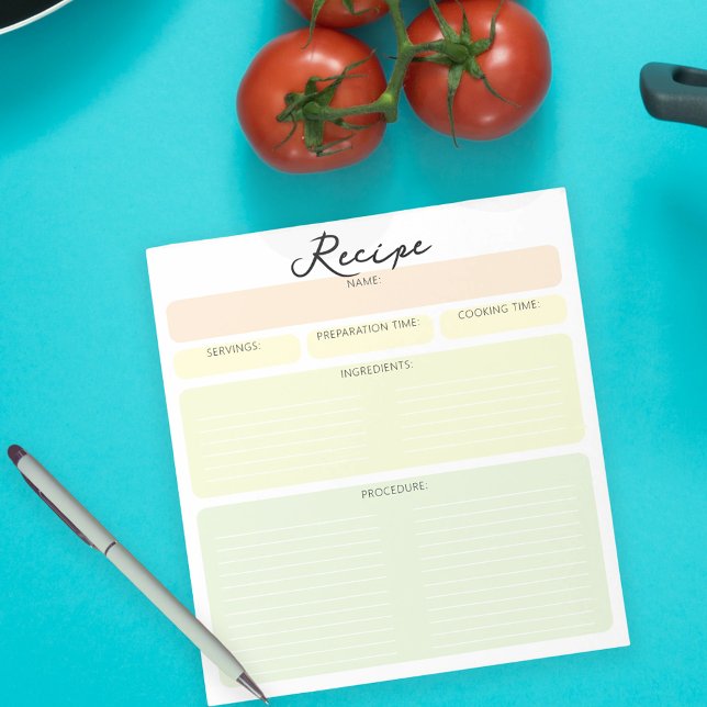 Simple Color Modifiable Blank Sheet Cooking Recipe Notepad (Creator Uploaded)
