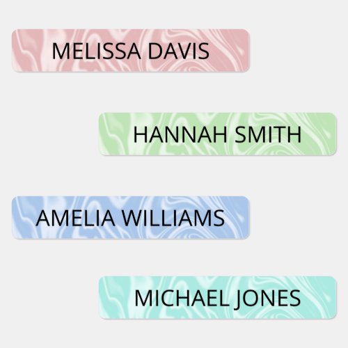 Simple Color Swirl Pattern Name Labels