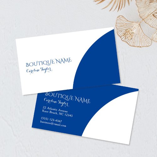 Simple Colorblock Boutique Dark Blue Business Card