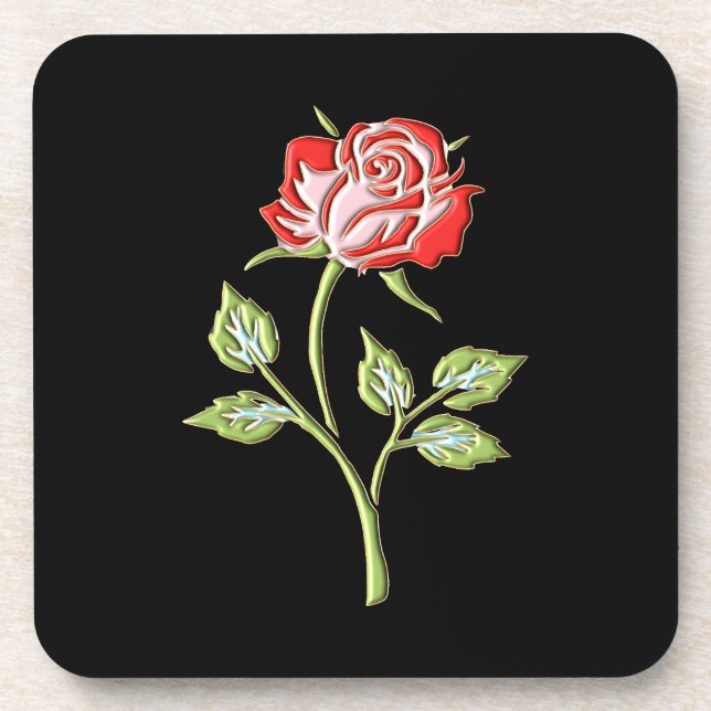 Simple Colored Rose Beverage Coaster (Front)