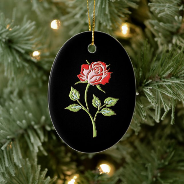 Simple Colored Rose Ceramic Ornament (Tree)