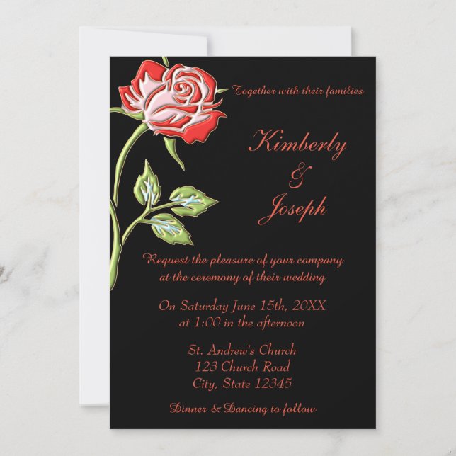 Simple Colored Rose Invitation (Front)