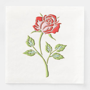 Simple Colored Rose Paper Dinner Napkins