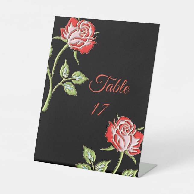 Simple Colored Rose Pedestal Sign (Front)