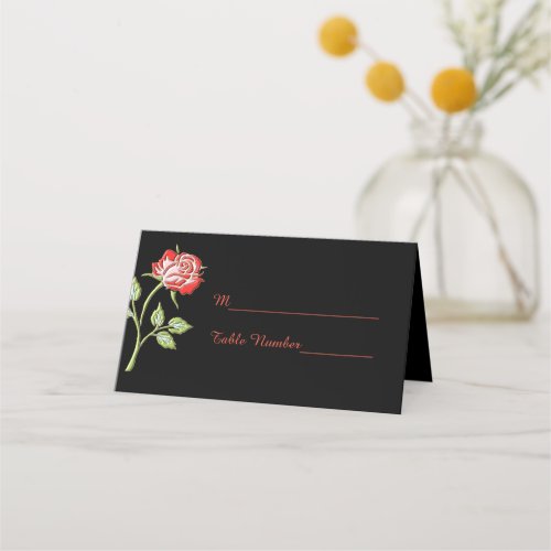 Simple Colored Rose Place Card