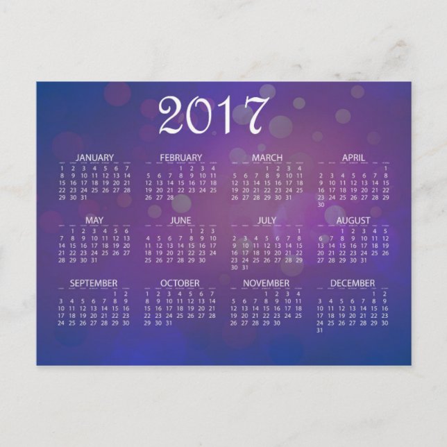 Simple Colorful 2017 New Year Calendar Holiday Postcard (Front)