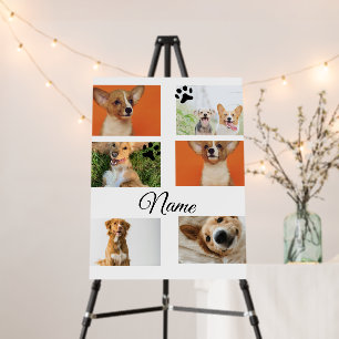 Simple colorful animal add name photo collage foam board