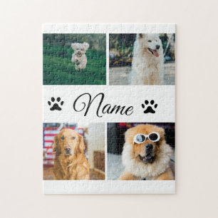 Simple colorful animal add name photo collage jigsaw puzzle
