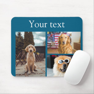 Simple colorful animal add name photo collage mouse pad