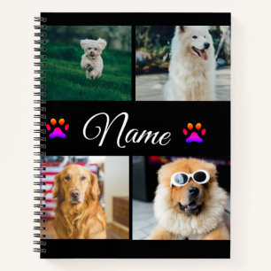 Simple colorful animal add name photo collage notebook