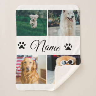 Simple colorful animal add name photo collage sherpa blanket