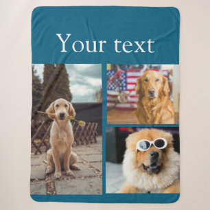 Simple colorful animal add name photo collage sherpa blanket