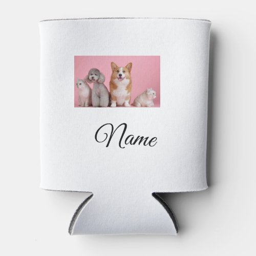 Simple colorful animal add name photo custom can cooler
