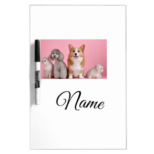 Simple colorful animal add name photo custom dry erase board