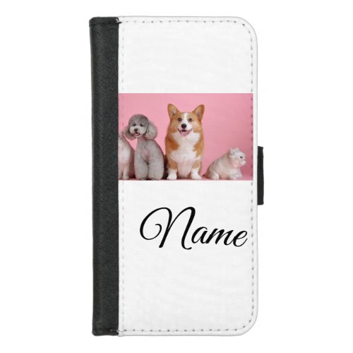 Simple colorful animal add name photo custom iPhone 87 wallet case