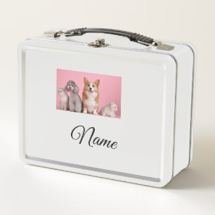 Simple colorful animal add name photo custom metal lunch box